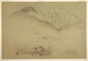 绘图，巴伐利亚贝希特斯加登附近的戈尔山和布雷特山，1868 年 6 月 28 日 作者 弗雷德里克·埃德温·丘奇