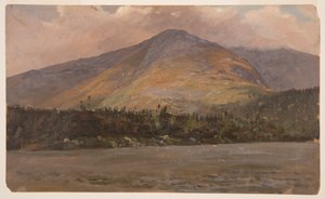 素描，卡塔丁山，从沙底池塘看波莫拉和大盆地，约 1877 年 作者 弗雷德里克·埃德温·丘奇