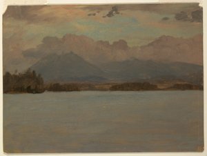 素描，从卡塔丁湖看卡塔丁山，1855-65 年 作者 弗雷德里克·埃德温·丘奇