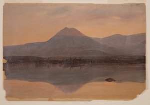 素描，卡塔丁山从卡塔丁湖远眺卡塔丁山，1860-70 年 作者 弗雷德里克·埃德温·丘奇