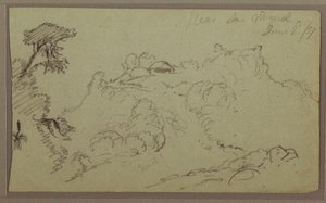 素描，厄瓜多尔圣米格尔附近；背面：未完成的山地素描，1857 年 6 月 2 日 作者 弗雷德里克·埃德温·丘奇