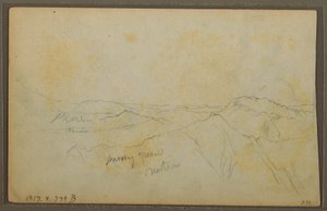 素描，哥伦比亚波帕扬；背面：山景，哥伦比亚，1853 年 8 月 9 日 作者 弗雷德里克·埃德温·丘奇