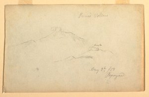 绘画，从哥伦比亚波帕扬看到的普雷塞火山，1853 年 8 月 9 日 作者 弗雷德里克·埃德温·丘奇