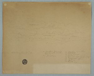 素描，雨水从多云的天空洒落在山脊上，厄瓜多尔奇洛庄园，1857 年 7 月 27 日 作者 弗雷德里克·埃德温·丘奇