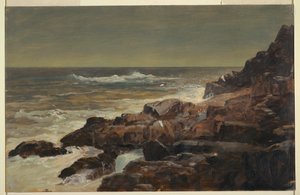 素描，缅因州洛基海滨，约 1860 年 作者 弗雷德里克·埃德温·丘奇