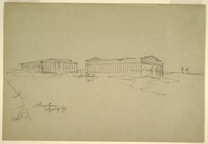 素描，速写，意大利南部 Paestum，1869 年 4 月 作者 弗雷德里克·埃德温·丘奇