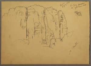 素描，约旦佩特拉素描，1868 年 2 月 作者 弗雷德里克·埃德温·丘奇