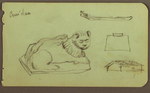 素描，狮子雕像，小艇；背面：狮子雕像，1883 年 12 月 作者 弗雷德里克·埃德温·丘奇