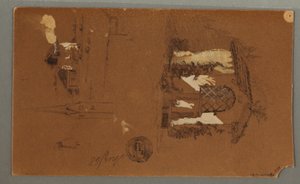 素描，木屋研究，叼烟斗的男子，鸭子，1868 年 作者 弗雷德里克·埃德温·丘奇