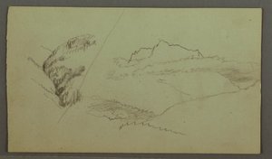 素描，云上高峰，狭窄山谷，可能创作于 1868 年 作者 弗雷德里克·埃德温·丘奇