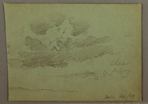 素描，云层后的太阳光线，1869 年 9 月 作者 弗雷德里克·埃德温·丘奇