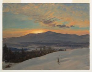 素描，日落穿过哈德逊河谷，1870-1880 年冬 作者 弗雷德里克·埃德温·丘奇