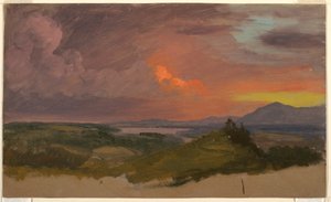 绘画，哈德逊河谷的日落，1870-1875 年 作者 弗雷德里克·埃德温·丘奇