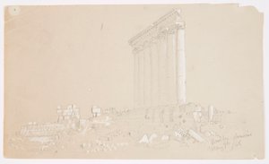 绘图，日出时的朱庇特神庙，巴勒贝克，1868 年 5 月 7 日 作者 弗雷德里克·埃德温·丘奇