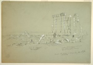 绘图，寺庙与远处的塞穆亚[今萨穆]，1868 年 2 月 17 日 作者 弗雷德里克·埃德温·丘奇