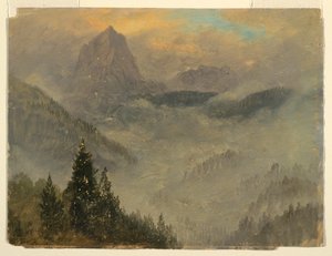 绘画，贝希特斯加登附近的霍赫卡尔特，1868 年 作者 弗雷德里克·埃德温·丘奇