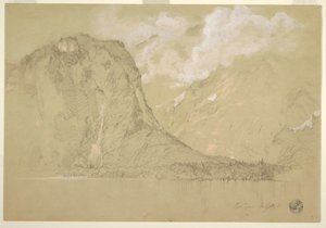 素描，柯尼斯湖和施莱因巴赫瀑布，1868 年 7 月 作者 弗雷德里克·埃德温·丘奇