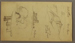 素描，《山顶城堡的三幅研究》，1868 年 10 月 1 日 作者 弗雷德里克·埃德温·丘奇