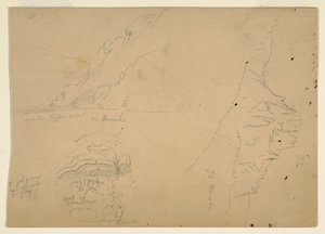 素描，多瑙河陡峭山岸的三幅素描，1868 年 作者 弗雷德里克·埃德温·丘奇
