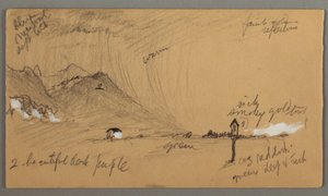 素描，雷雨，山，虔诚雕塑，奥地利或巴伐利亚，1868 年 作者 弗雷德里克·埃德温·丘奇