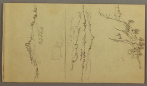 素描，山顶下的小镇，山顶小镇，可能创作于 1868-69 年 作者 弗雷德里克·埃德温·丘奇