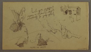素描，山顶下的小镇，山顶小镇，可能创作于 1868-69 年 作者 弗雷德里克·埃德温·丘奇