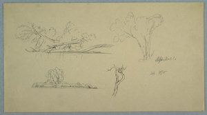 素描，树木，有灌木丛和树木的海岸，1876 年 9 月 作者 弗雷德里克·埃德温·丘奇