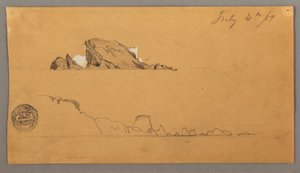 绘画，两座冰山，1859 年 7 月 4 日 作者 弗雷德里克·埃德温·丘奇