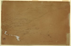 绘画，厄瓜多尔瓜兰达附近有溪流和房屋的山谷，1857 年 6 月 4 日 作者 弗雷德里克·埃德温·丘奇