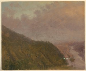 素描，高山之巅的山谷（欧洲），1860-70 年 作者 弗雷德里克·埃德温·丘奇