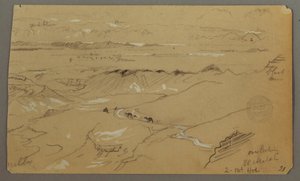 素描，瓦迪阿拉巴对面的景色，1868 年 2 月 20 日 作者 弗雷德里克·埃德温·丘奇