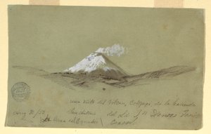 绘图，1853 年 8 月 30 日从厄瓜多尔圣安东尼奥庄园拍摄的科塔帕希火山景观 作者 弗雷德里克·埃德温·丘奇