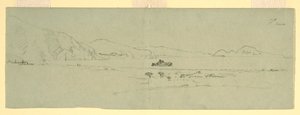 素描，从东北方向俯瞰意大利卡普里的索伦托半岛，1869 年 作者 弗雷德里克·埃德温·丘奇