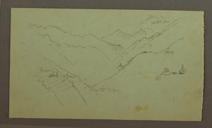 素描，村庄和陡峭的山谷（阿尔卑斯山），1868-69 年 作者 弗雷德里克·埃德温·丘奇