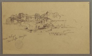 素描，花园中带盆的水车，巴勒斯坦雅法[以色列特拉维夫]，1868 年 3 月 作者 弗雷德里克·埃德温·丘奇