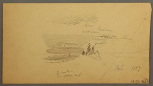 素描，山顶树林，丘陵山谷，太阳，1866 年 1 月 作者 弗雷德里克·埃德温·丘奇