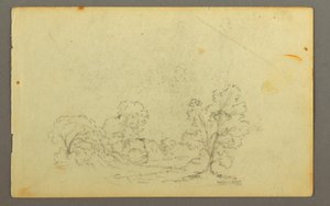 素描，树林景观，可能创作于 1845 年 作者 弗雷德里克·埃德温·丘奇