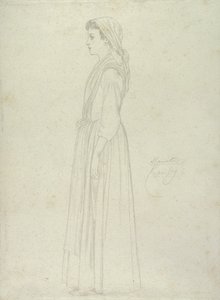 玛丽埃塔，卡普里，1859年（纸上石墨） 作者 弗雷德里克·莱顿
