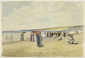 海滩，1888年（纸上写着） 作者 弗雷德里克·马列特·贝尔·史密斯