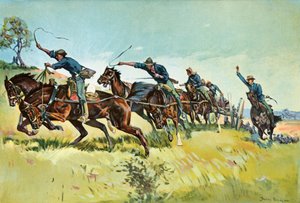 Grimes的电池在El Pozo Hill上升 作者 Frederic Remington