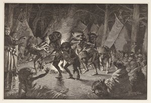 The Buffalo Dance，来自Harpers Weekly，1887年的酒吧 作者 弗雷德里克·雷明顿
