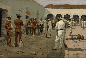 米尔探险  绘制黑豆（囚犯绘制他们的豆子） 作者 弗雷德里克·雷明顿