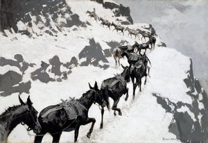 骡子包（进入科罗拉多州银矿的矿车）1901年 作者 弗雷德里克·雷明顿