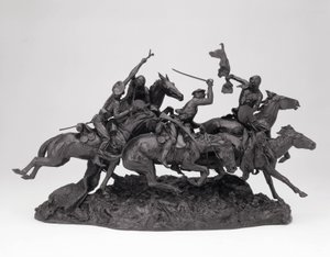 1850年的旧龙骑兵，建于1905年，铸造于1905-09年（青铜色，带有黑色古铜色） 作者 弗雷德里克·雷明顿