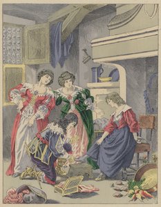 灰姑娘，灰姑娘（彩色石版画）