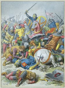 腓力-奥古斯特国王在1214年的布维讷战役中（雕刻）。 作者 弗雷德里克·西奥多·利克斯