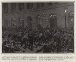 伯明翰和Pro-Boers，警察在市政厅外向人群收费 作者 弗雷德里克·德·哈嫩