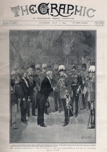 Entente cordiale：法国总统Emile Loubets访问伦敦。爱德华七世国王在维多利亚车站欢迎M. Loubet。 作者 弗雷德里克·德·哈嫩