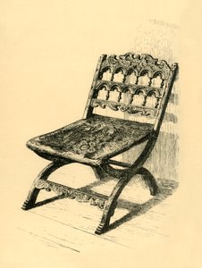 核桃木折叠椅，16-17世纪，1881年。