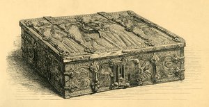 木质和皮革棺材，1350-1370年，1881年。